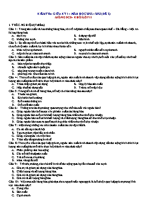 Kiểm tra giữa kì 1 Giáo dục công dân Lớp 11 - Đề 2 - Năm học 2022-2023 (Có đáp án)